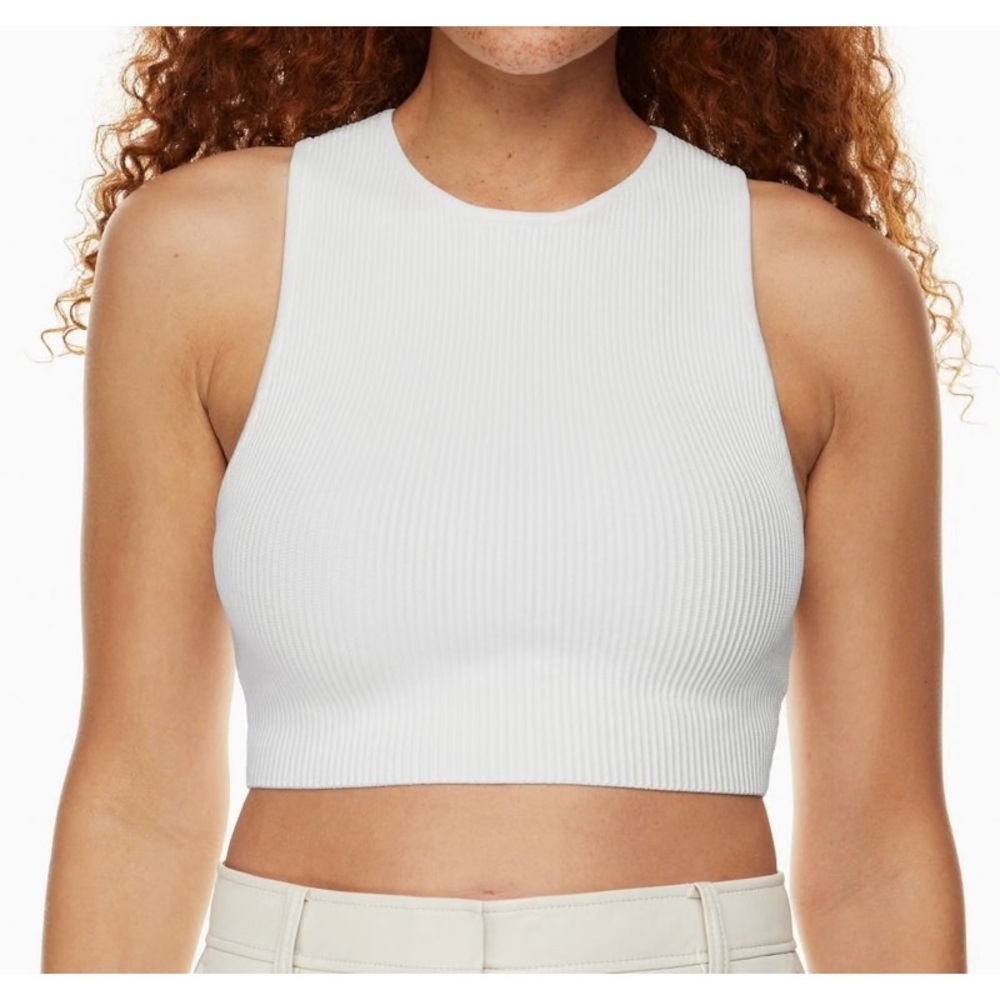 ARITZIA BABATON Sculpt Knit Racer Cropped Tank in White